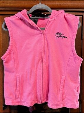 Harley-Davidson Bright Pink Hooded Sleeveless Vest